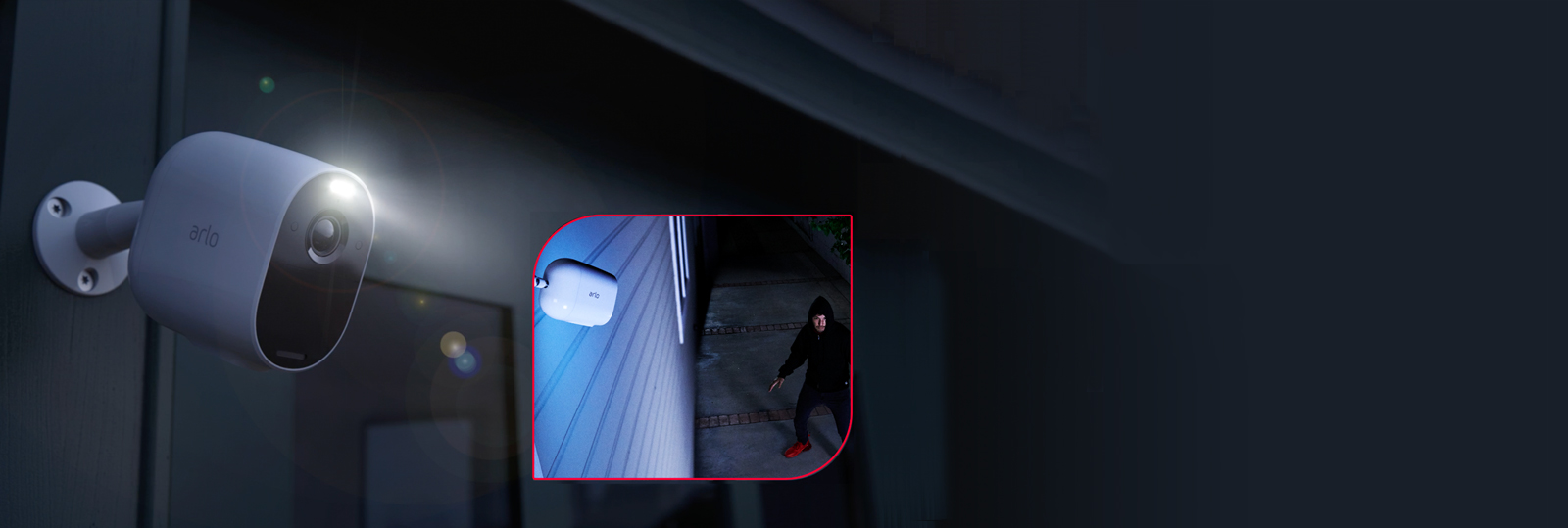 Câmara de vigilância com foco de luz potente