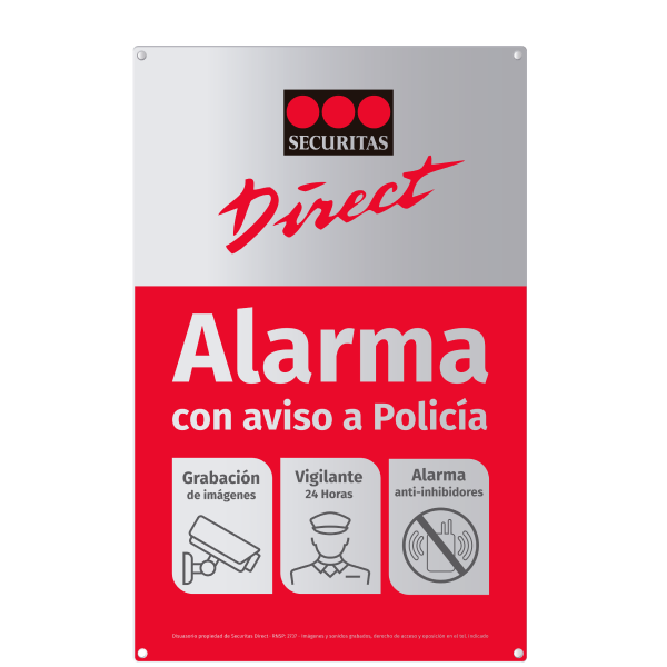 Pegatina Adhesivo Cartel Alarma de seguridad 24 horas aviso a las